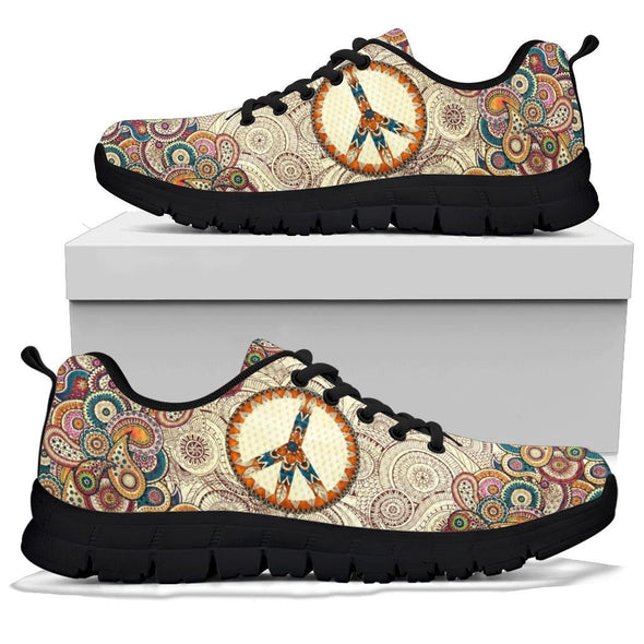 HandCrafted Beige Peace Mandala Sneakers - Crystallized Collective