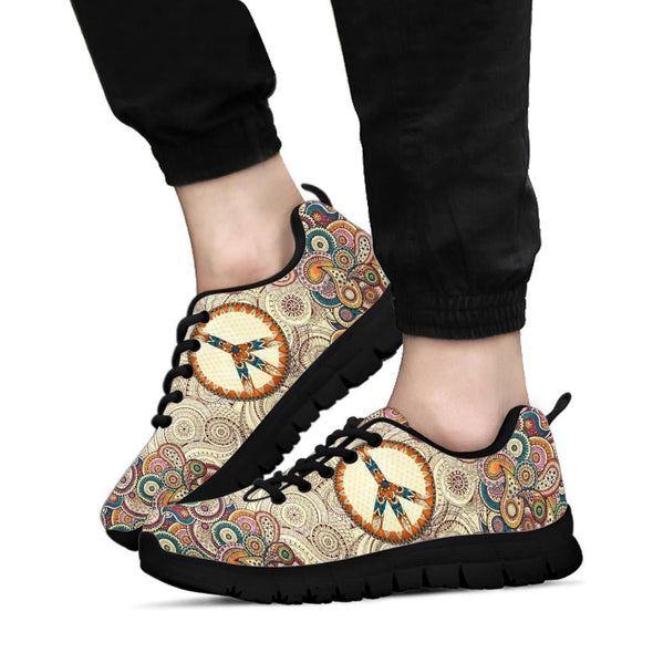 HandCrafted Beige Peace Mandala Sneakers - Crystallized Collective