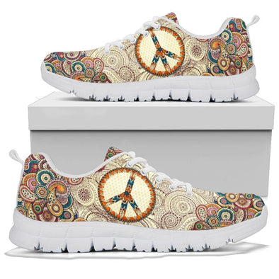 HandCrafted Beige Peace Mandala Sneakers - Crystallized Collective