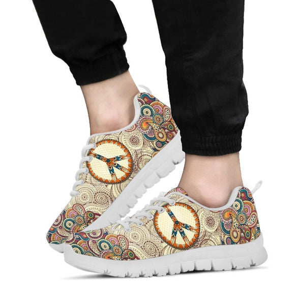 HandCrafted Beige Peace Mandala Sneakers - Crystallized Collective
