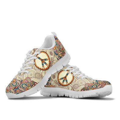 HandCrafted Beige Peace Mandala Sneakers - Crystallized Collective