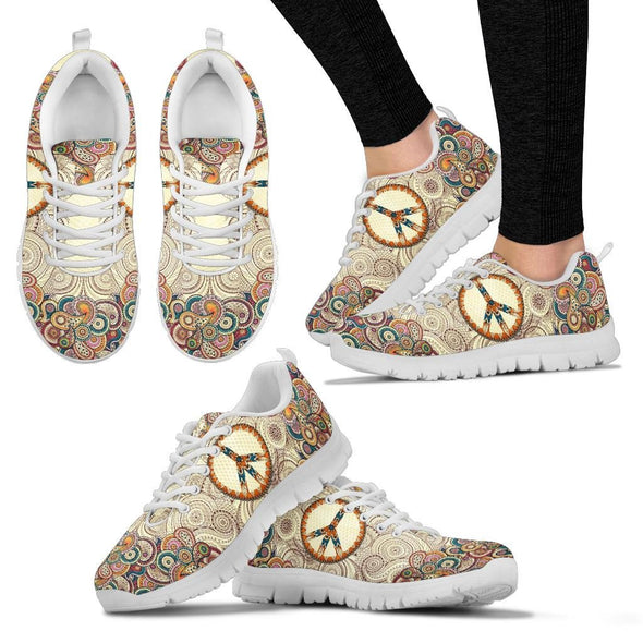 HandCrafted Beige Peace Mandala Sneakers - Crystallized Collective