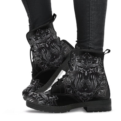 HandCrafted Black Owl Mandala Boots - Crystallized Collective