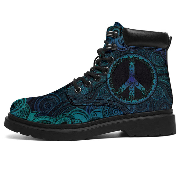 HandCrafted Blue Peace Paisley Suede Boots - Crystallized Collective