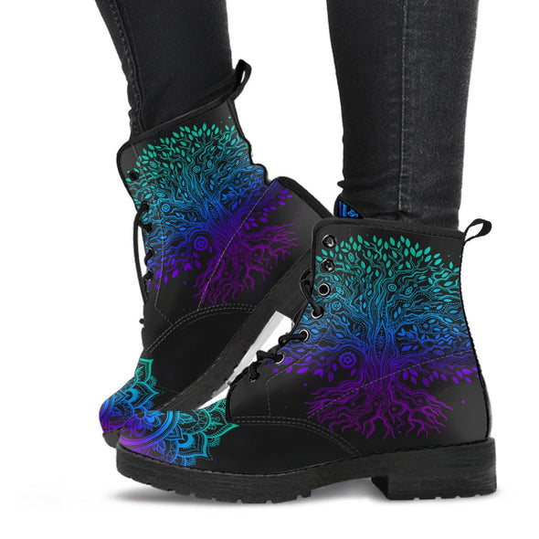 HandCrafted Blue Purple Tree of life Boots - Crystallized Collective