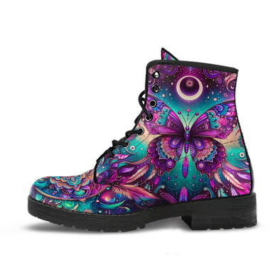 HandCrafted Boho Purple Butterfly Mandala Boots - Crystallized Collective
