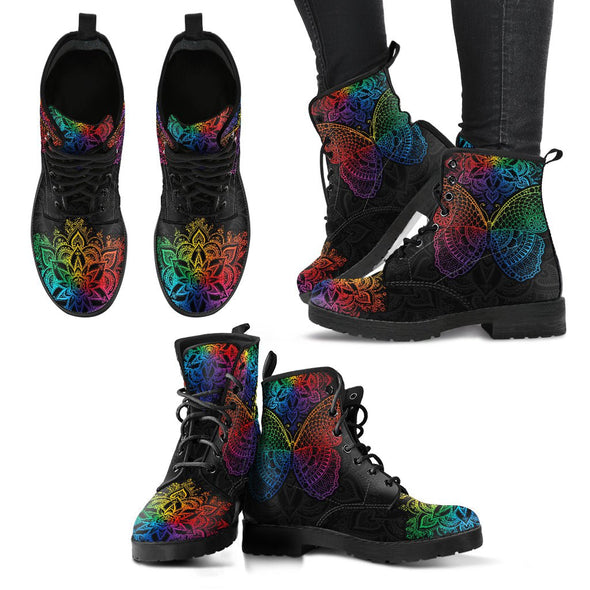 HandCrafted Colorful Butterfly Mandala Boots - Crystallized Collective