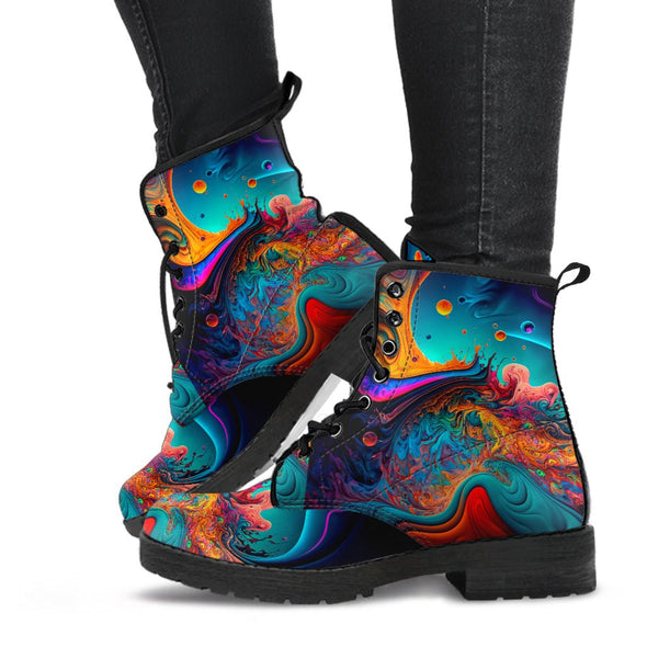 HandCrafted Colorful Fluid Art Boots - Crystallized Collective