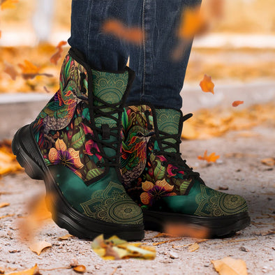 HandCrafted Colorful Hummingbird Mandala Chunky Boots - Crystallized Collective