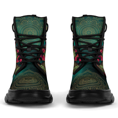 HandCrafted Colorful Hummingbird Mandala Chunky Boots - Crystallized Collective