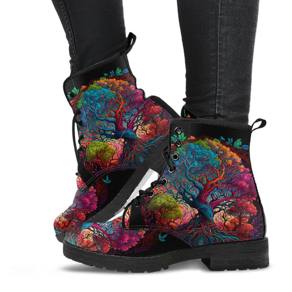 HandCrafted Colorful Psychedelic Tree of Life Boots - Crystallized Collective