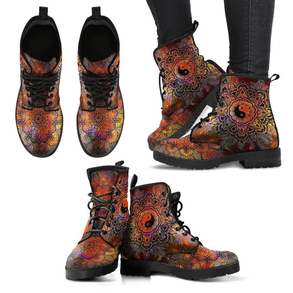 HandCrafted Colorful Yin Yang Mandala Boots - Crystallized Collective