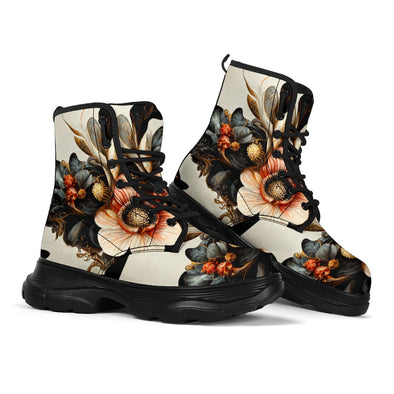 HandCrafted Floral Art Chunky Boots - Crystallized Collective