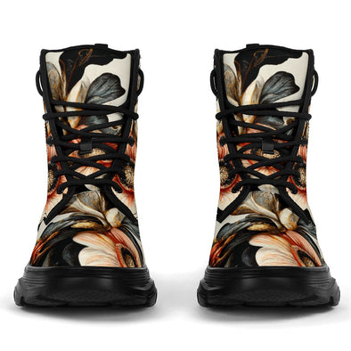 HandCrafted Floral Art Chunky Boots - Crystallized Collective