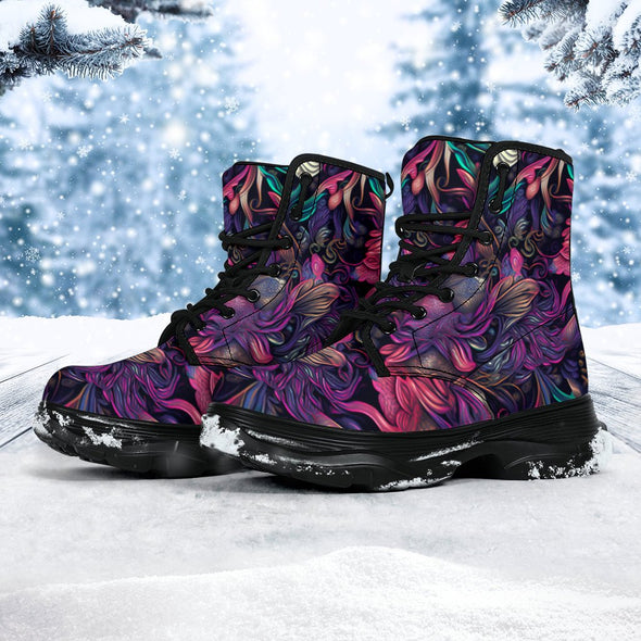 HandCrafted Floral Psychedelic Chunky Boots - Crystallized Collective