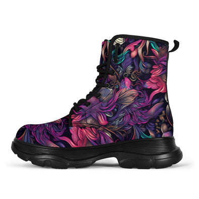 HandCrafted Floral Psychedelic Chunky Boots - Crystallized Collective
