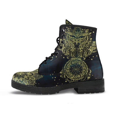 HandCrafted Gold Mandala Owl Boots - Crystallized Collective