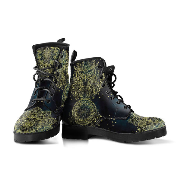HandCrafted Gold Mandala Owl Boots - Crystallized Collective