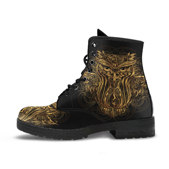 HandCrafted Gold Owl Mandala 2 Boots - Crystallized Collective