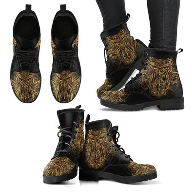 HandCrafted Gold Owl Mandala 2 Boots - Crystallized Collective