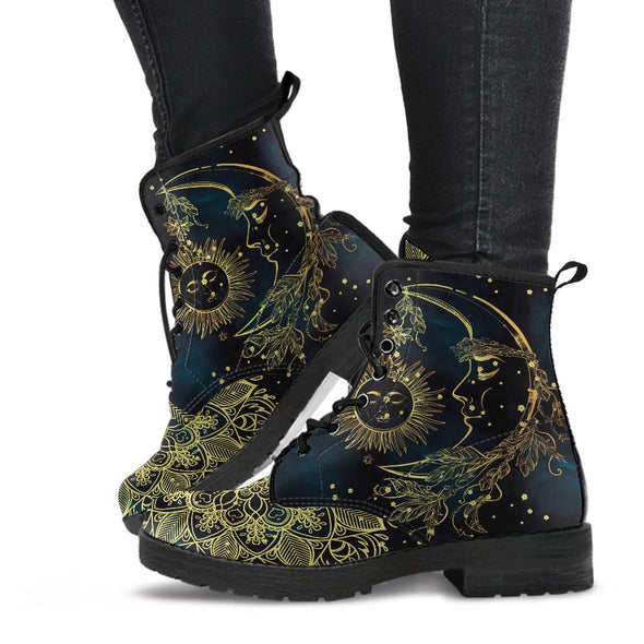 HandCrafted Gold Sun and Moon Boots - Crystallized Collective