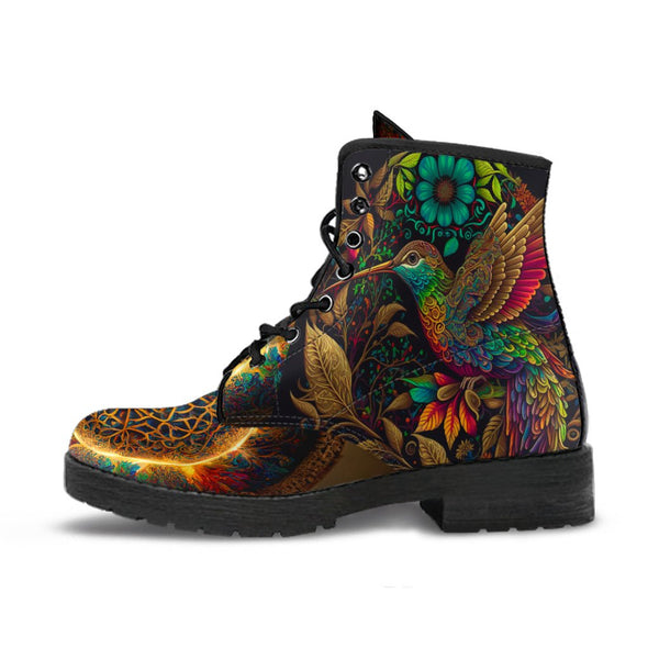 HandCrafted Golden Hummingbird Mandala Boots - Crystallized Collective