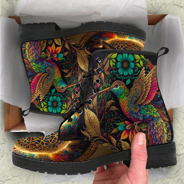 HandCrafted Golden Hummingbird Mandala Boots - Crystallized Collective