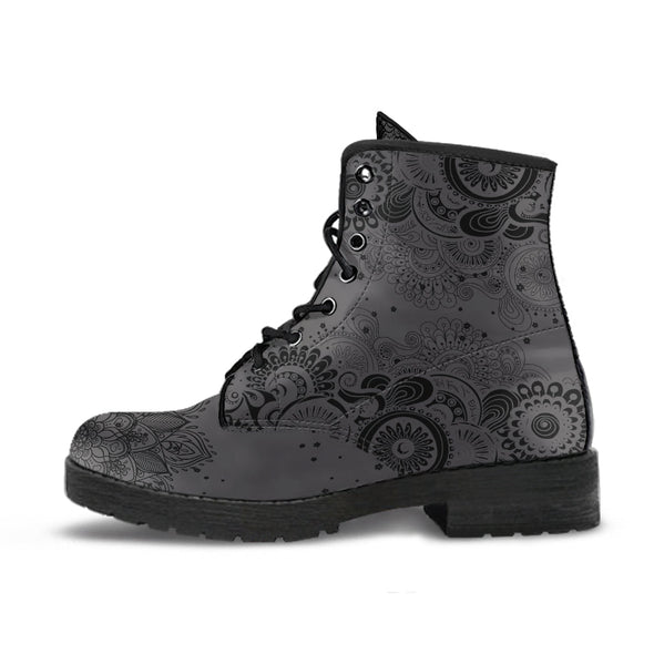 HandCrafted Gray Paisley Mandala Boots - Crystallized Collective