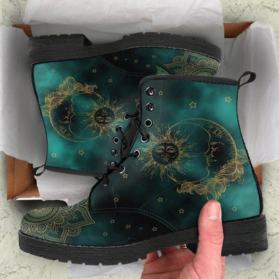 HandCrafted Green Sun and Moon Boots - Crystallized Collective