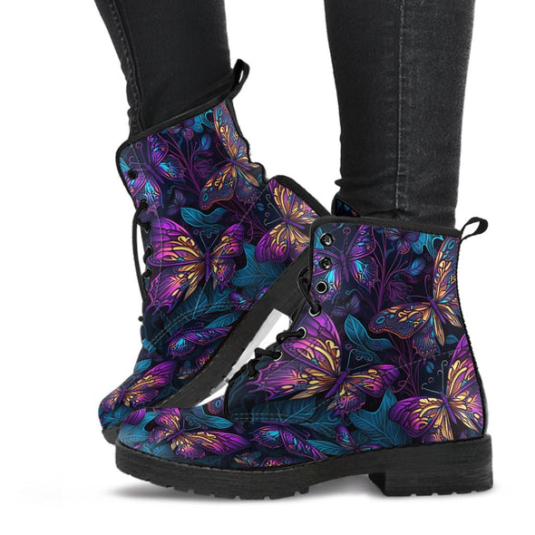 HandCrafted Jungle Purple Butterflies Boots - Crystallized Collective
