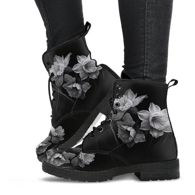 HandCrafted Men's Grey Flower Boots - Crystallized Collective