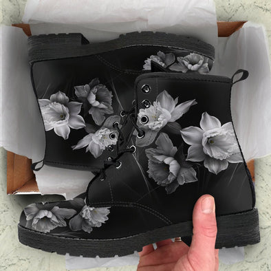 HandCrafted Men's Grey Flower Boots - Crystallized Collective