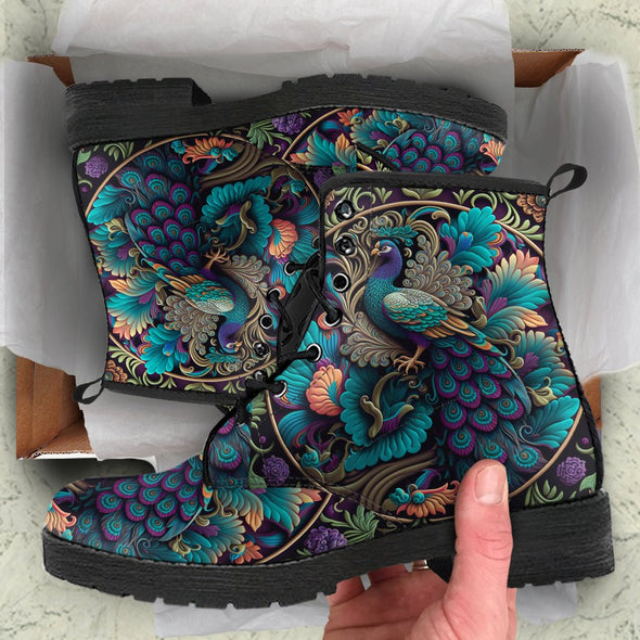 HandCrafted Ornate Peacock Boots - Crystallized Collective