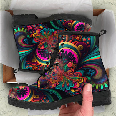 HandCrafted Psychedelic Abstract Boots - Crystallized Collective