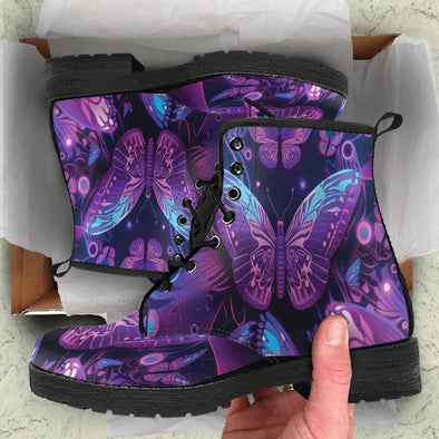 HandCrafted Psychedelic Purple Butterfly Boots - Crystallized Collective