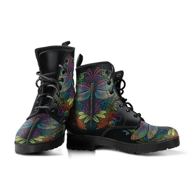 HandCrafted Psychedelic Vines Dragonfly Boots - Crystallized Collective