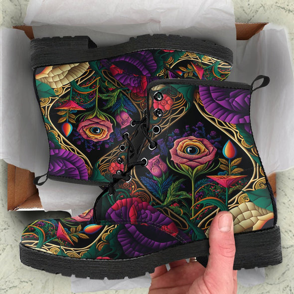 HandCrafted Psychedelic Wonderland Flowers Boots - Crystallized Collective