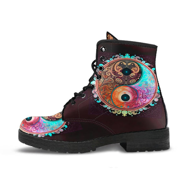 HandCrafted Psychedelic Yin Yang Mandala Boots - Crystallized Collective