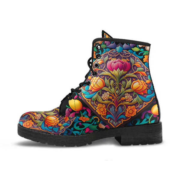 HandCrafted Psychedelicl Floral Art Boots - Crystallized Collective