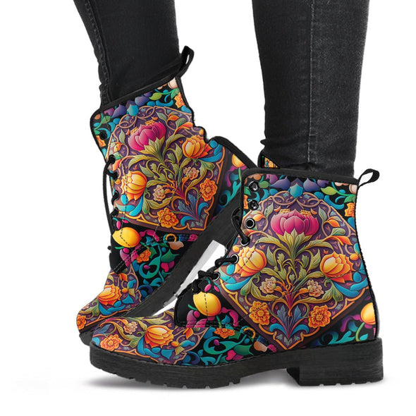 HandCrafted Psychedelicl Floral Art Boots - Crystallized Collective