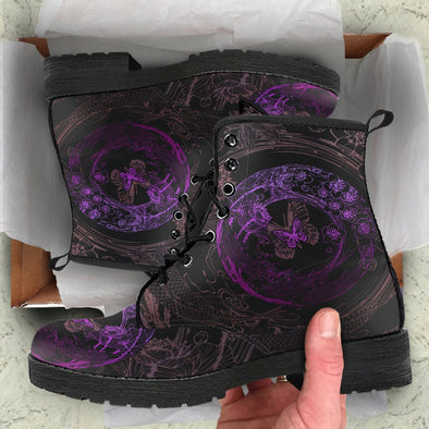 HandCrafted Purple Butterfly Lotus Mandala Boots - Crystallized Collective