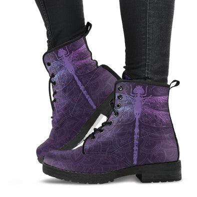 HandCrafted Purple Dragonfly Mandala Boots - Crystallized Collective