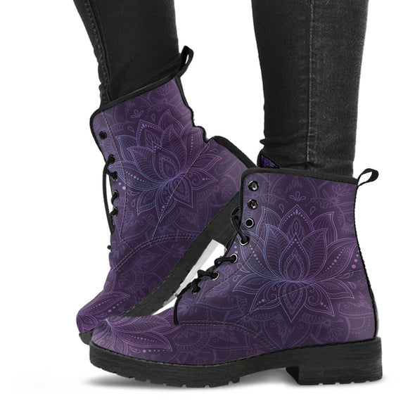 HandCrafted Purple Lotus Mandala Boots - Crystallized Collective