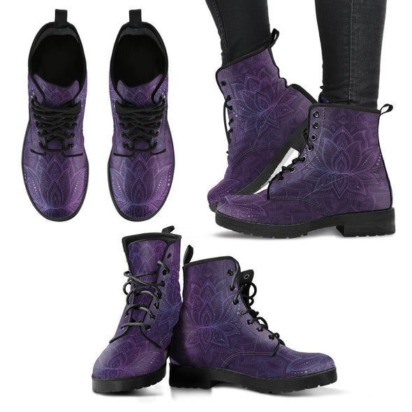 HandCrafted Purple Lotus Mandala Boots - Crystallized Collective