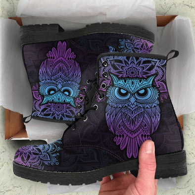 HandCrafted Purple Owl Mandala Boots - Crystallized Collective