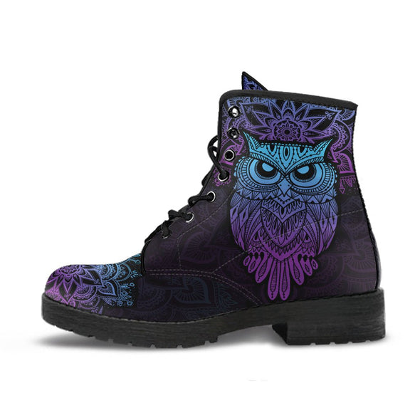 HandCrafted Purple Owl Mandala Boots - Crystallized Collective
