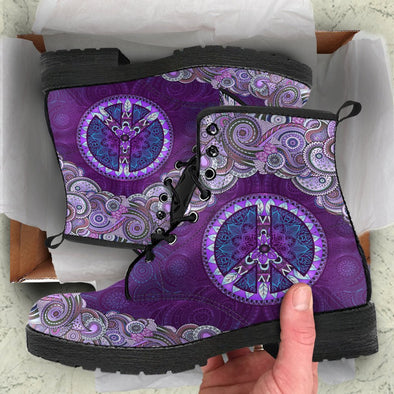 HandCrafted Purple Peace Mandala Boots - Crystallized Collective