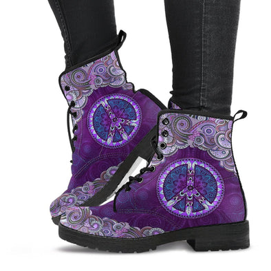 HandCrafted Purple Peace Mandala Boots - Crystallized Collective