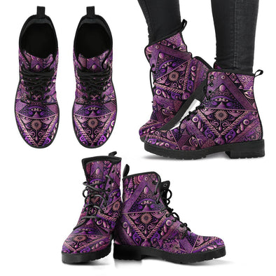 HandCrafted Purple Psychedelic Aztec Boho Boots - Crystallized Collective