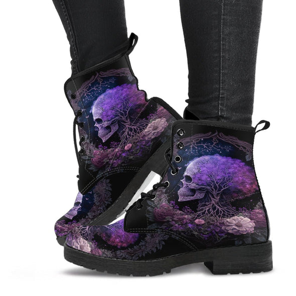HandCrafted Purple Skull Flower Boots - Crystallized Collective